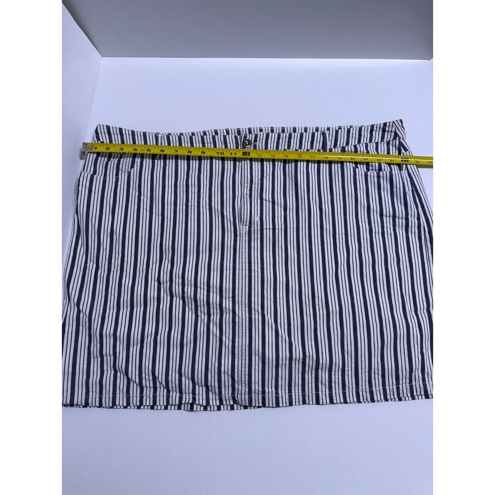 Croft & Barrow Womens 22W Navy Blue White Striped Cotton Mini Skirt Plus Size
